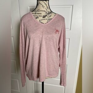 Sundry V Neck "Yes" Graphic Pink Sweater